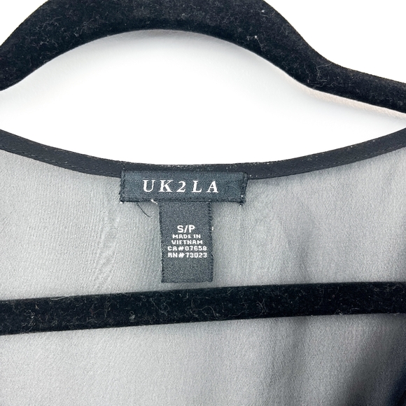 UK2LA Black and Blue Striped Sheer Button-Up Top - Picture 7 of 8